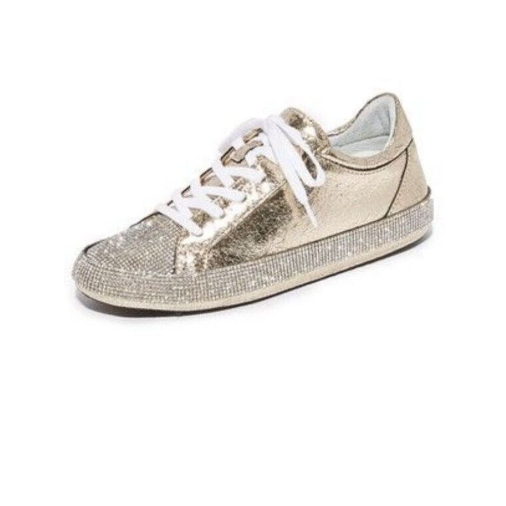 Schutz Amisha Craquele Shine gold Sneakers Shoes Size 8